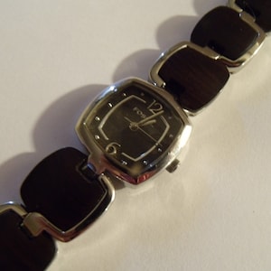 Ladies Watch Wood Stainless Steel Link Bracelet