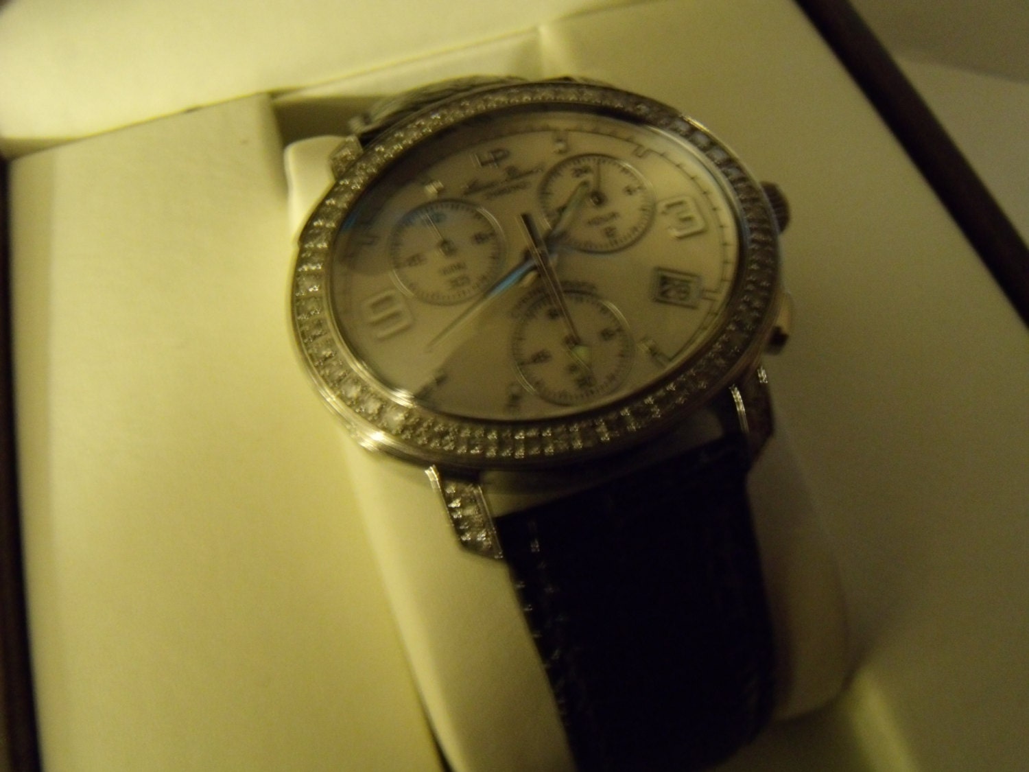 Lucien Piccard Watch Stainless Steel Chronograph Diamond Bezel Crystal 27057WHD Watch 1CT Diamond Lucien Piccard Chronograph Stainless Steel  main image 2