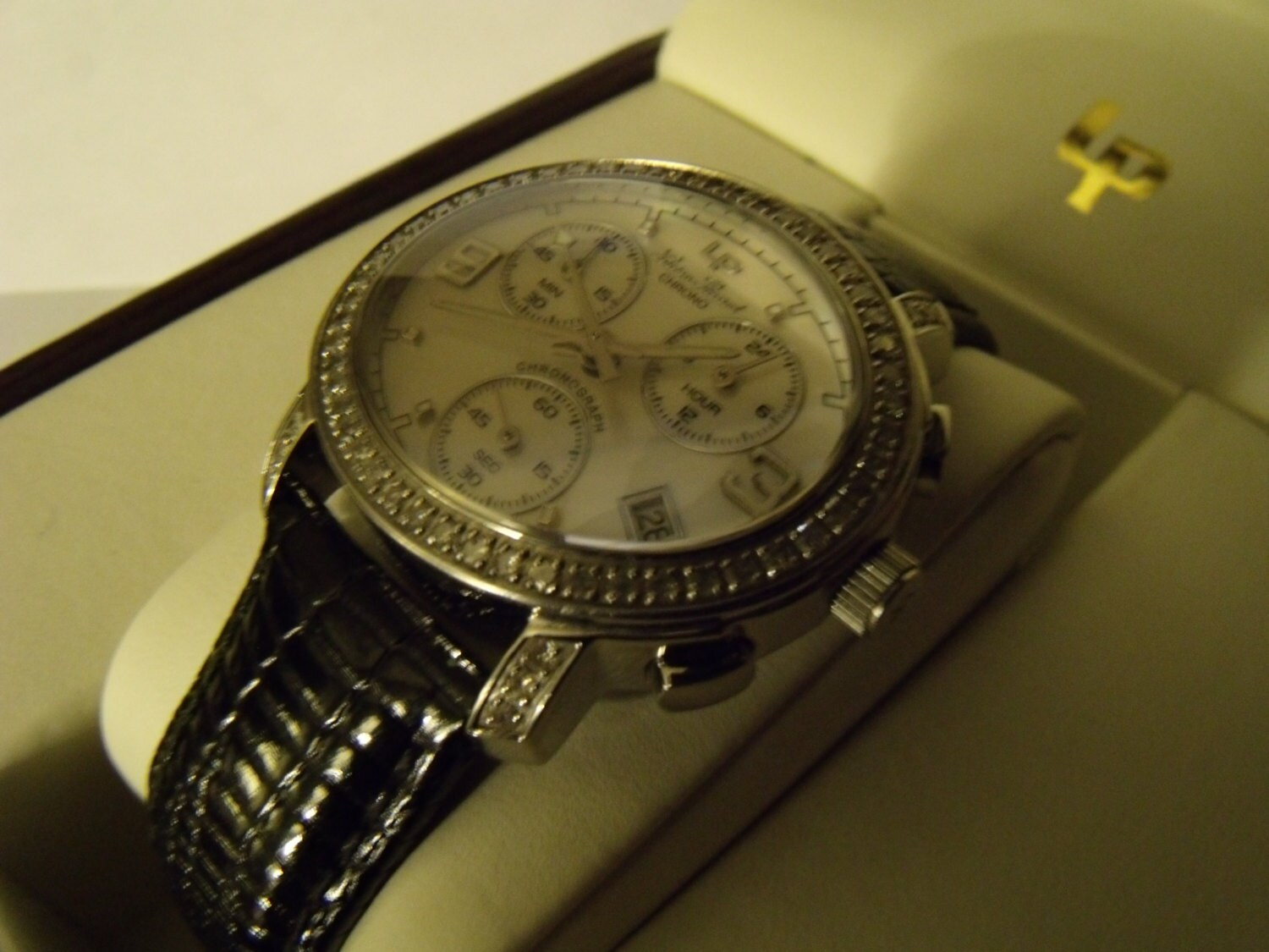 Lucien Piccard Chronograph White Dial Diamond Bezel Swiss Sapphire Crystal Lucien Piccard Woman main image 2