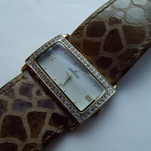 Ladies Wide Watch Animal Print Band Clear Crystals
