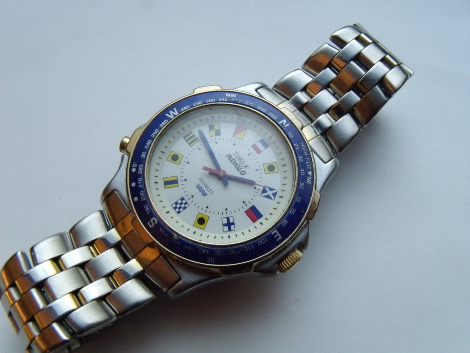 Mens Nautical Watch Yacht Timex Indiglo Flags Two Tone Etsy