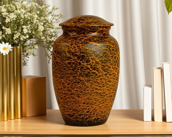 Crackle Finish Memorial Urn -  Fiery Marble Pattern in Multiple Colors Elegant, Durable & Symbolic Cremation Urn Collection, Ashes Urn Box