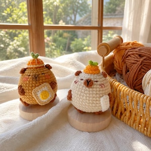 Crochet Capybara Keychain, Handmade Capybara with Orange, Cute Amigurumi Bag Charm, Mini Animal Plush Gift, Kawaii Crochet Decor