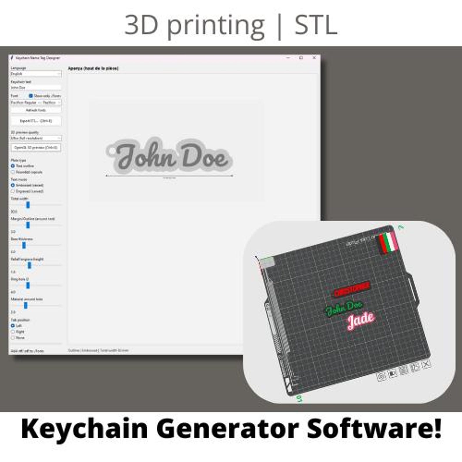 Custom Keychain Generator – Personalized Name Tag STL File (digital ...