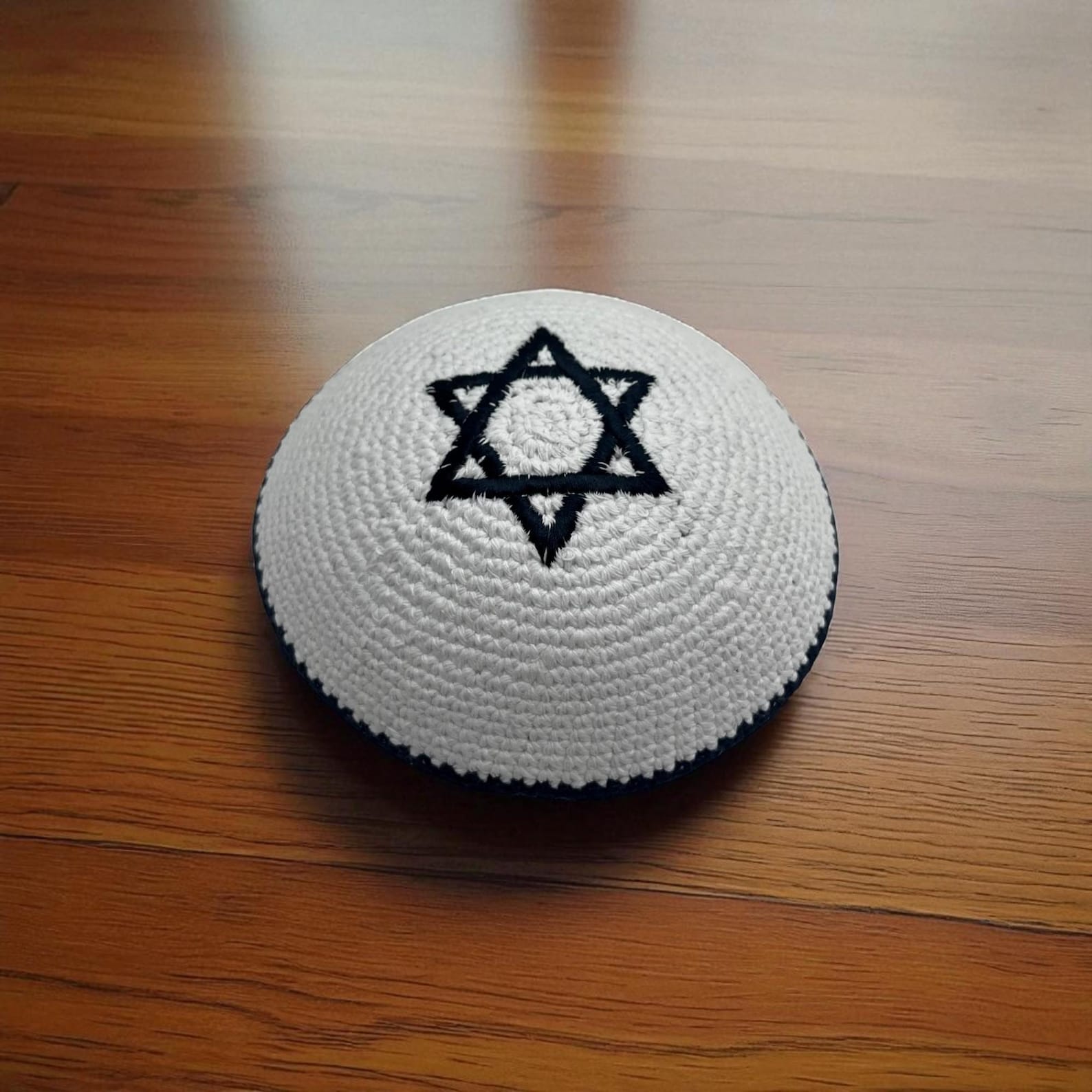 Crochet Kippah – Embroidered Star of David Yarmulke, Handmade in Israel
