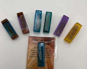 Mezuzá para coche con los Rollos del Mar Muerto / Oración de viaje “Tefilat Haderech” / Accesorio judaico único para coche