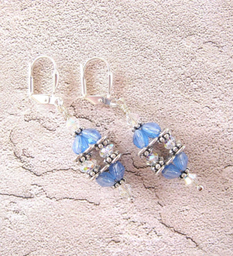 Light Blue Czech Glass Beaded Lantern Earrings Etsy