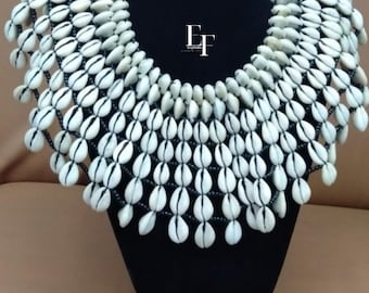 Handmade Natural Cowrie Shell Necklace: African Design