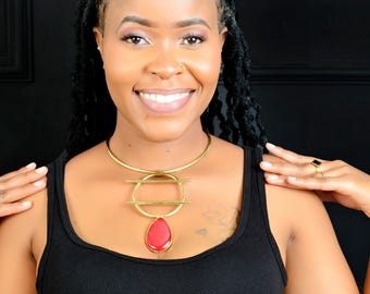 Glass bead necklace, African jewelry, handmade necklace.