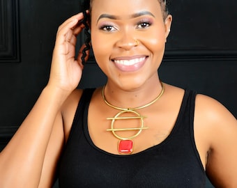 Glass bead necklace, African jewelry, handmade necklace.