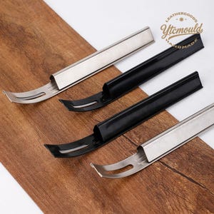 Amerikansk smal läderskiva, verktyg för läderförtunning på kanterna, svart eller silveralternativ (17,4 cm längd)