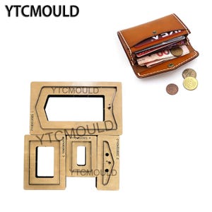 Troquel de corte para tarjetero de cuero, molde para billetera multiranura con monedero, herramienta para manualidades de cuero, troquel personalizable para manualidades.