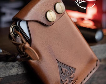 Slim Card Holder Die Cutter, Button Closure Design, Leather Craft Tool (11.2x7.5cm Finished Size)