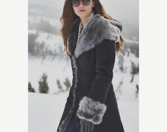 Faux Fur Trim Winter Coat | Long Hooded Overcoat