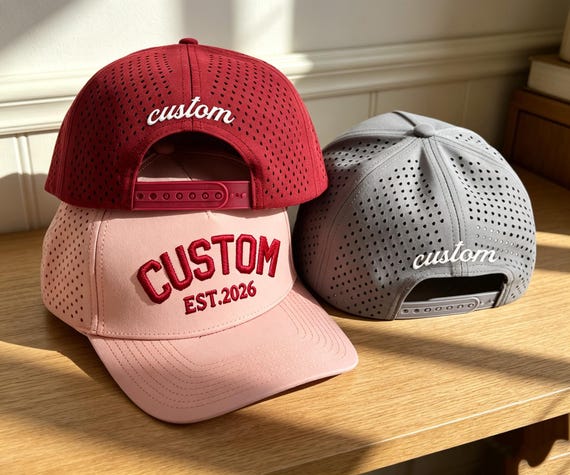 Customizable Tone 5-Panel Snapback Hat,Custom Embroidered Hat, Personalized Perforated Hat, Logo Hat, Custom Text Hat, Gift for Him,Unisex
