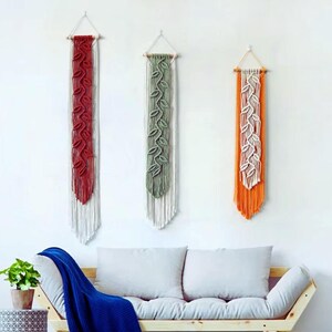 Nordisk bohemisk väggkonst, vävd makramé med tofsar | Bohemisk fiberdekor 60 cm | Barnrum, sovrum, vardagsrum, present till henne