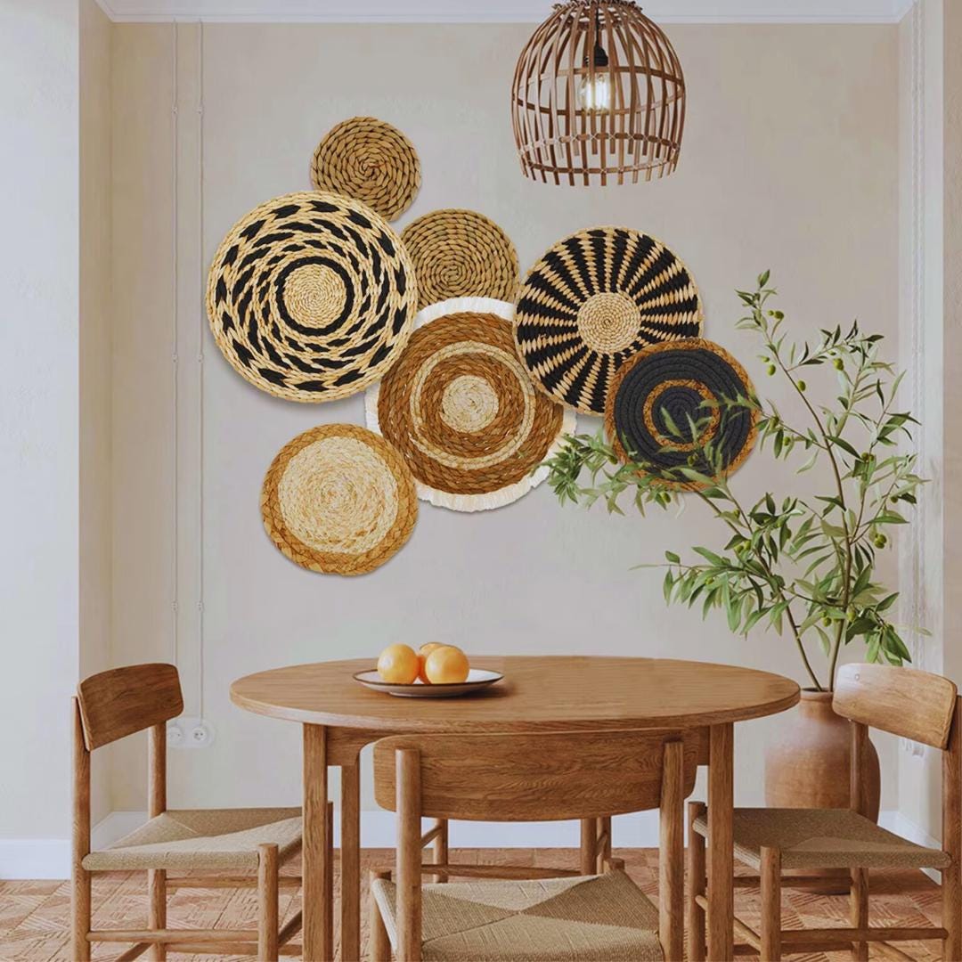 7 Piece Rattan Seagrass Wall Art Boho Coastal Basket Decor Etsy — free download