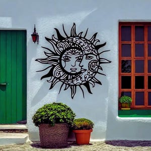 Romantic Sun and Moon Wall Metal Hanging