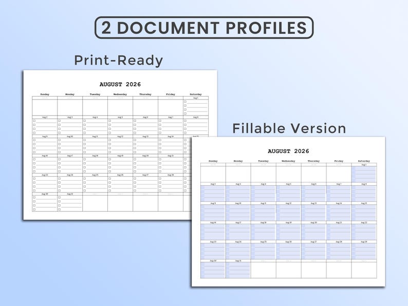Printable & Fillable Minimalist Calendar 2026 Planner PDF With ...