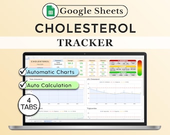 Monitor de colesterol para Hojas de Cálculo de Google, Plantilla para Monitorizar HDL/LDL/Triglicéridos, Panel de Lípidos, Gráfico de Lípidos en Sangre, Descarga Instantánea