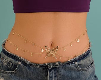 Vlinderbuikketting: roestvrijstalen gelaagde taillesieraden