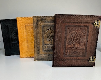 Tree of Life Embossed Leather Journal, Refillable 3-Ring Binder, Celtic Portfolio