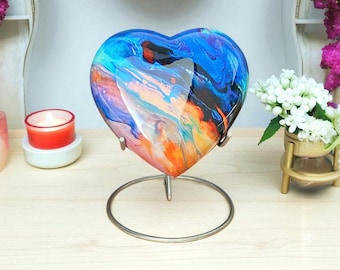 Urna cineraria Tie Dye per ceneri umane, urna in alluminio arcobaleno, dimensioni standard 10 pollici