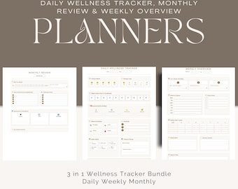 Wellness Planner Set: Daily, Weekly, Monthly Trackers (Printable PDF Download)