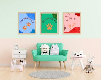 Animal Footprint Posters: Funny Pet Decor for Vet Clinic (Digital Download)