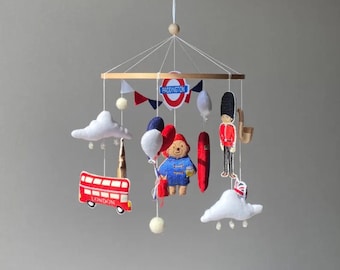 Paddington Bear London Nursery Mobile Gender Neutral Crib Decor