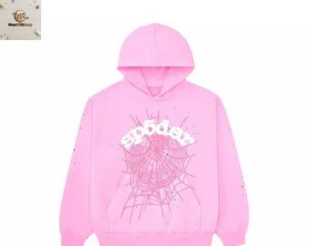 Sp5der OG Web Hoodie Pink Unisex Streetwear Pullover Sweatshirt