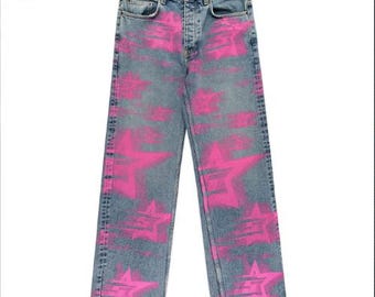 Sp5der 5 Star Blur Denim Jeans Unisex Streetwear Designer Inspired Pants