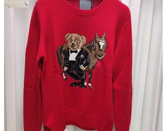 Polo Bear Wool Jumper Unisex Hand Finished Knit Sweater