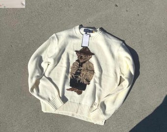 Bear Sweater Unisex Cute Printed Bow Knit Sweater