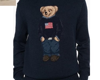 Polo Bear Knit Sweater Cozy Crewneck Pullover Classic Style
