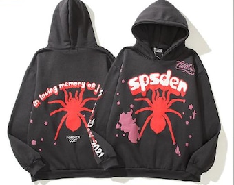 Sudadera con capucha Sp5der multicolor unisex con estampado gráfico de gran tamaño