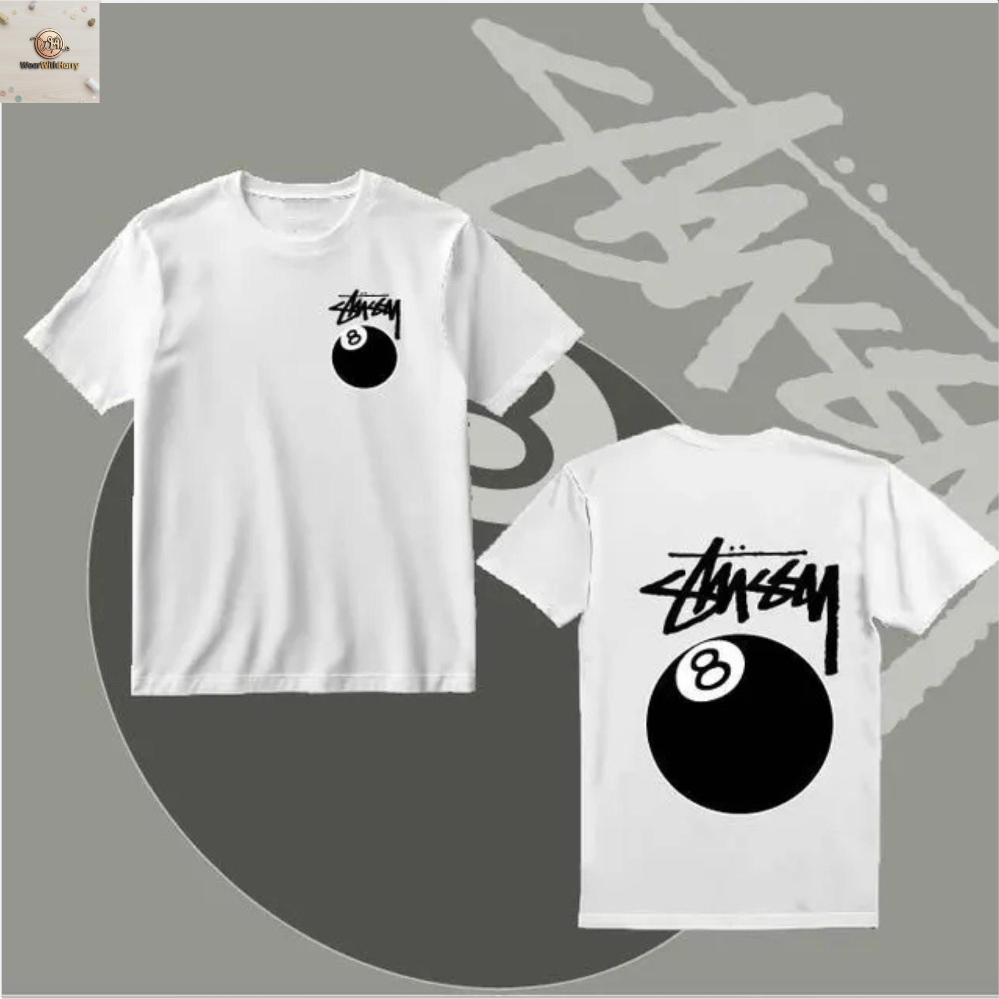 “Big Print” stussy 黒タグ 8ball プリント Tシャツ M Big Print\u201d stussy 黒タグ 8ball プリント Tシャツ M
