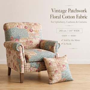 Vintage Floral Patchwork Upholstery Fabric | Double Width 280cm Cotton Fabric | In Stock | Sold by the Meter