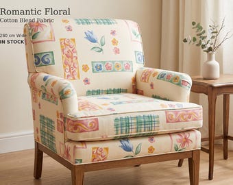 Romantic Floral Patchwork Fabric – 100% Cotton Blend for Upholstery & Drapery – 280 cm / 116″ Wide/Sold By Meter