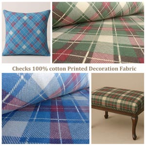 Bomullstyg i lantlig stil – Mysigt rutmönster för gardiner, kuddar och möbler – Bredd 280 cm / 110 tum