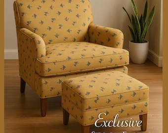 Modern Mustard Chenille Upholstery Fabric – Double Width 280cm | Geometric Design | Limited Stock