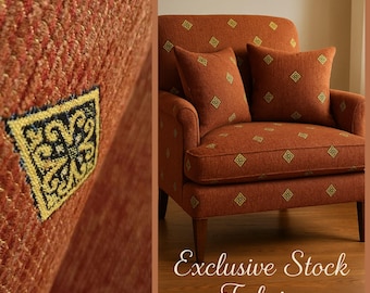 Rust Brown Chenille Upholstery Fabric – Exclusive Stock | 280cm-110" Double Width Luxury Textured Fabric for "Armchairs & Cushions”
