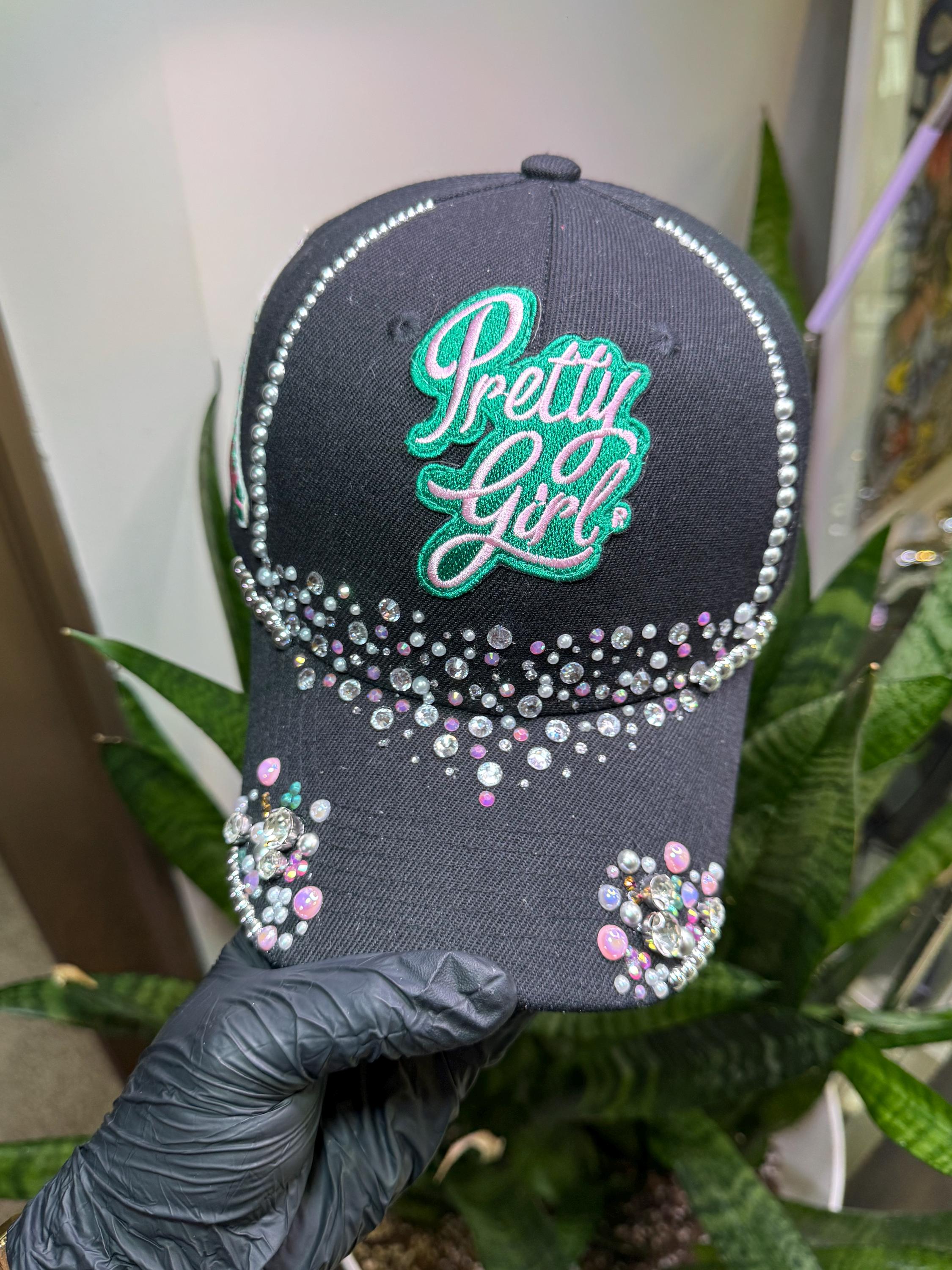Alpha Kappa Alpha AKA Oh So Pretty Pink Rhinestone Embroidered Beanie Hat ALPHA KAPPA ALPHA CUSTOM ITEMS???✨ main image 2