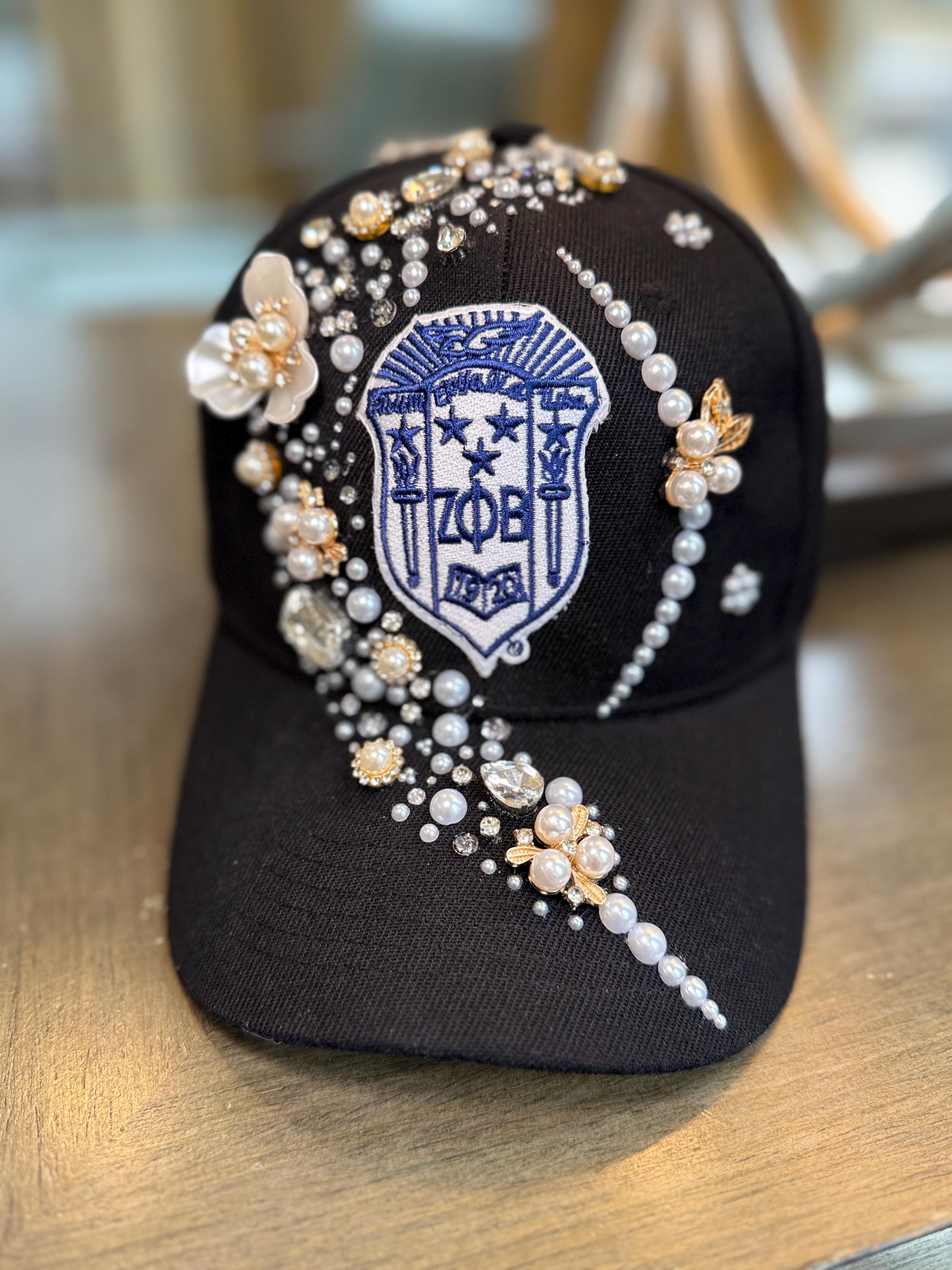 Zeta Phi Beta Sorority Custom Rhinestone Bling Visor Hat Royal Blue ZPB 1920 Cap Zeta Phi Beta Rhinestone Hat - Etsy main image 2