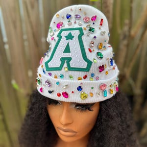 Alpha Kappa Alpha AKA Oh So Pretty Pink Rhinestone Embroidered Beanie Hat Alpha Kappa Alpha Beanie - Etsy main image 4