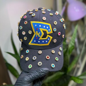 Sigma Gamma Rho SGRho Custom Rhinestone Embellished Sorority Baseball Cap White Bling Sigma Gamma Rho - Etsy main image 2