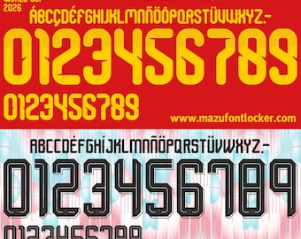 Belgien WM 2026 Schriftart - Vektorschrift für Trikots (Digitaler Download)