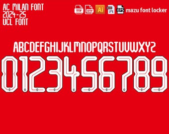 AC Milan UCL 2024-2025 Font – Vektorschrift (Digitaler Download)