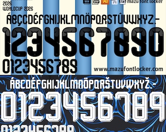 Argentinien WM 2026 Schriftart - Vektorschrift für Trikots (Digitaler Download)