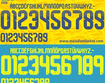 Kolumbien WM 2026 Schriftart - Vektorschrift für Trikots (Digitaler Download)